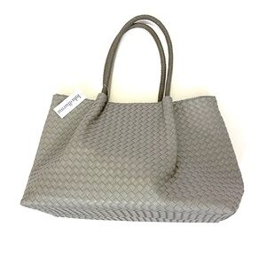 Lulu Dharma Gray Woven Tote Bag Vegan Leather